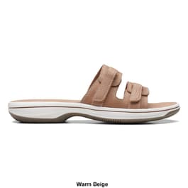 Womens Clarks&#174; Breeze Piper Warm Beige Slide Sandals