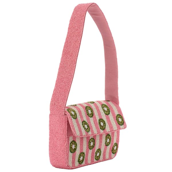 Sol and Mer Beaded Striped Kiwi Baguette Shoulder Bag