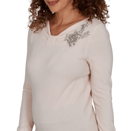 Petite Emaline Soiree Long Sleeve V-Neck Embellished Sweater