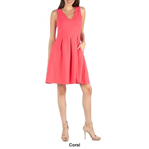 Womens 24/7 Comfort Apparel V-Neck Sleeveless A-Line Dress