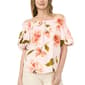 Womens Cece Smocked Neck Placed Flower Blouse - image 1