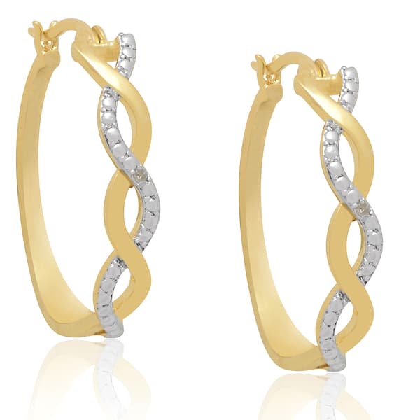 Accents by Gianni Argento Gold Diamond Infinity Hoop Earrings - image 
