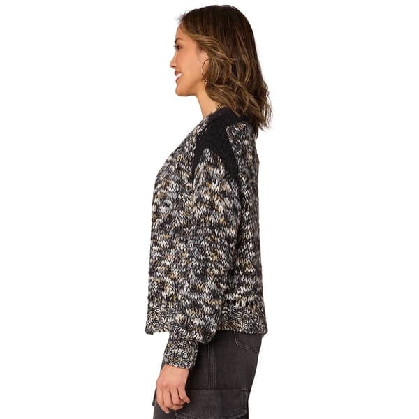 Womens Democracy Metallic Slub Yarn Open Front Sweater Cardigan