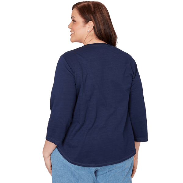Plus Size Alfred Dunner Austin Rhinestone Diamond V Neck Blouse