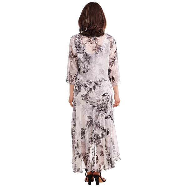 Petite R&M Richards 2pc. Floral Chiffon Long Jacket Dress