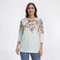 Womens Hasting & Smith 3/4 Sleeve Floral Bodice Yoke Tee - image 1