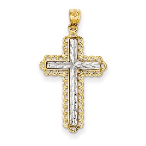 Gold Classics&#40;tm&#41; Gold & Rhodium Plated Diamond Cross - image 