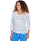 Petite Hearts of Palm All Sun and Games Stripe Henley Blouse - image 3