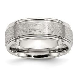Mens Gentlemen's Classics(tm) 8mm Brushed Polished Grooved Edge Band