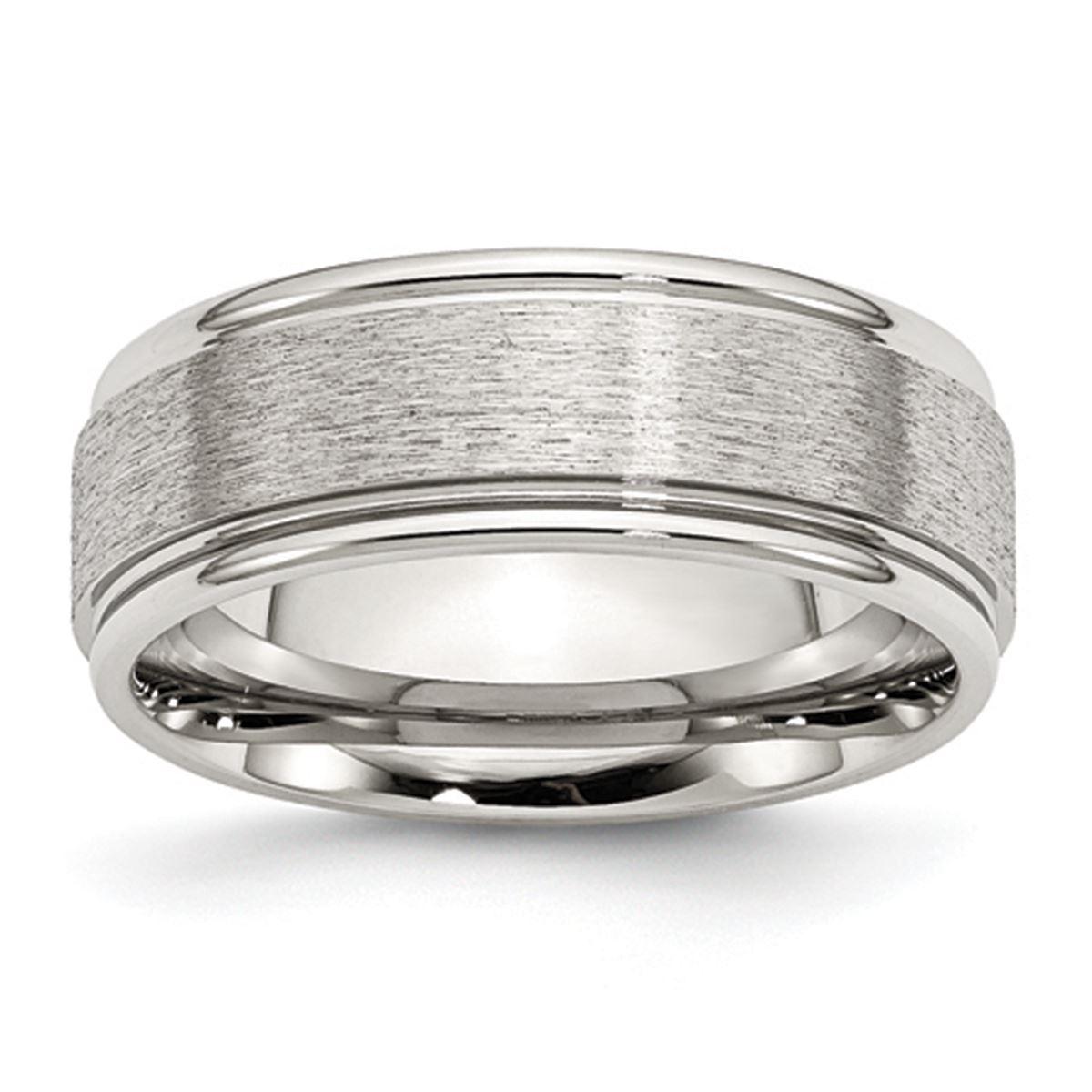 Mens Gentlemen's Classics(tm) 8mm Brushed Polished Grooved Edge Band