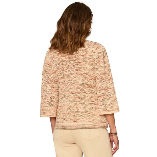 Womens Democracy 3/4 Bell Sleeve Space Dye Pointelle Sweater