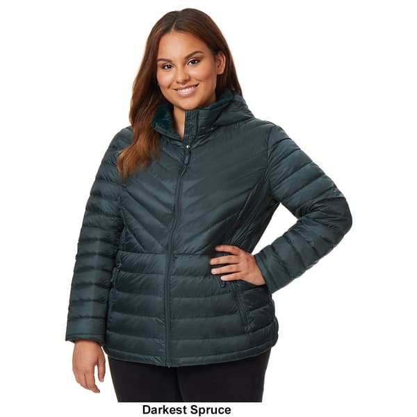 Plus Size 32 Degrees Packable Jacket with Faux Fur Collar