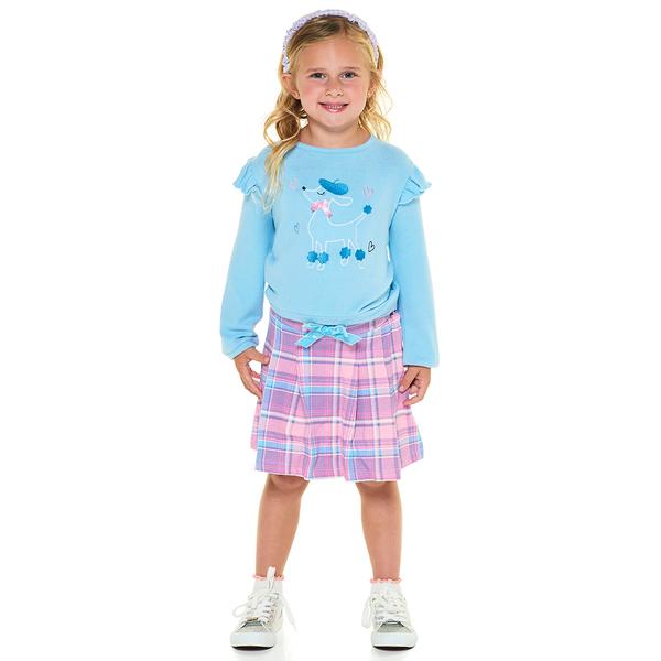 Girls (4-6x) Kids Headquarters(R) 2pc. Poodle Top w/ Plaid Skirt - image 