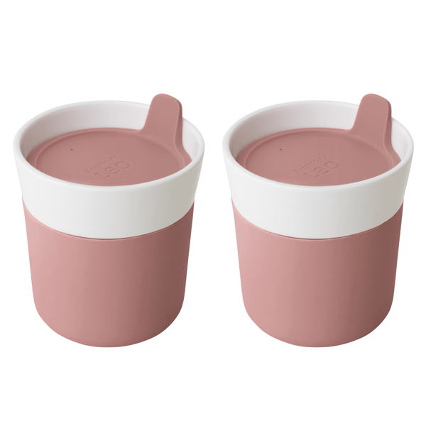 BergHOFF Leo 8.4oz. Porcelain Pink Travel Mug - Set of 2