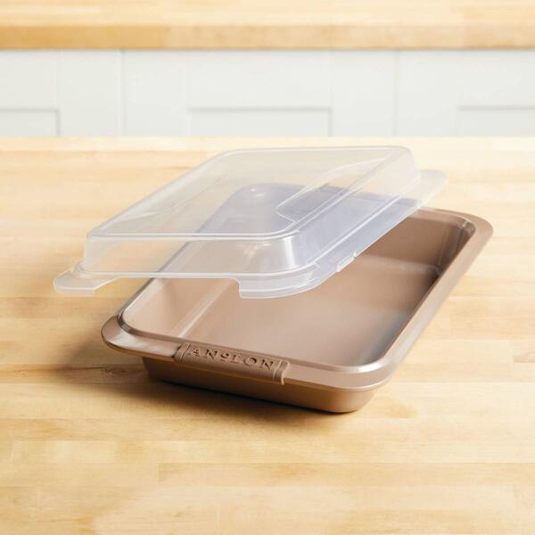 Anolon&#174; Advanced Nonstick Bakeware Cake Pan &Lid & Silicone Grip