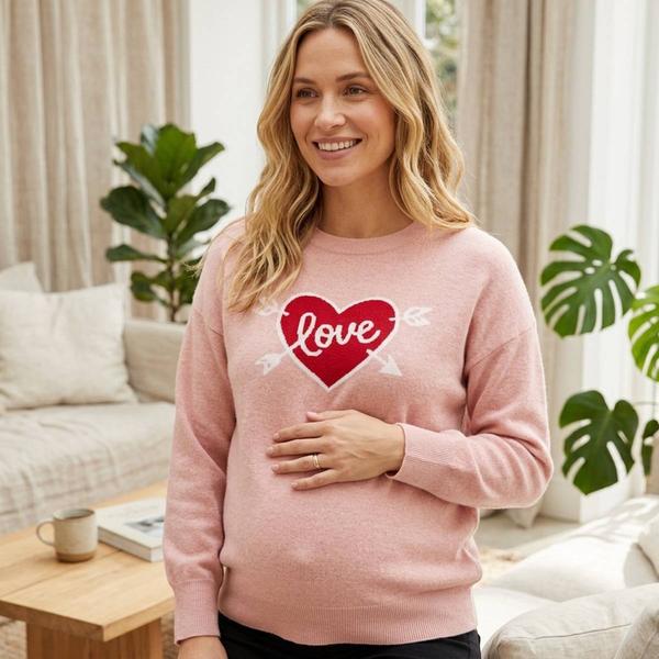 Womens amiee & coco Maternity Long Sleeve Love Sweater - image 