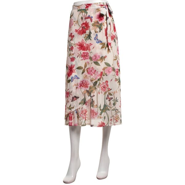 Womens Harlow & Rose Floral Butterfly Sash Belt Midi Skirt