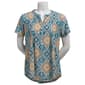 Womens Notations Short Sleeve Textured Medallion Pleated Blouse - image 1