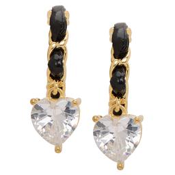 Gold Plated CZ Heart Drop Twist Hoop Earrings