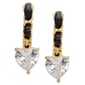 Gold Plated CZ Heart Drop Twist Hoop Earrings - image 1