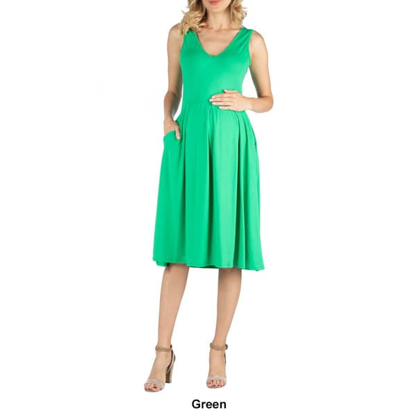 Womens 24/7 Comfort Apparel Sleeveless Maternity Midi Dress