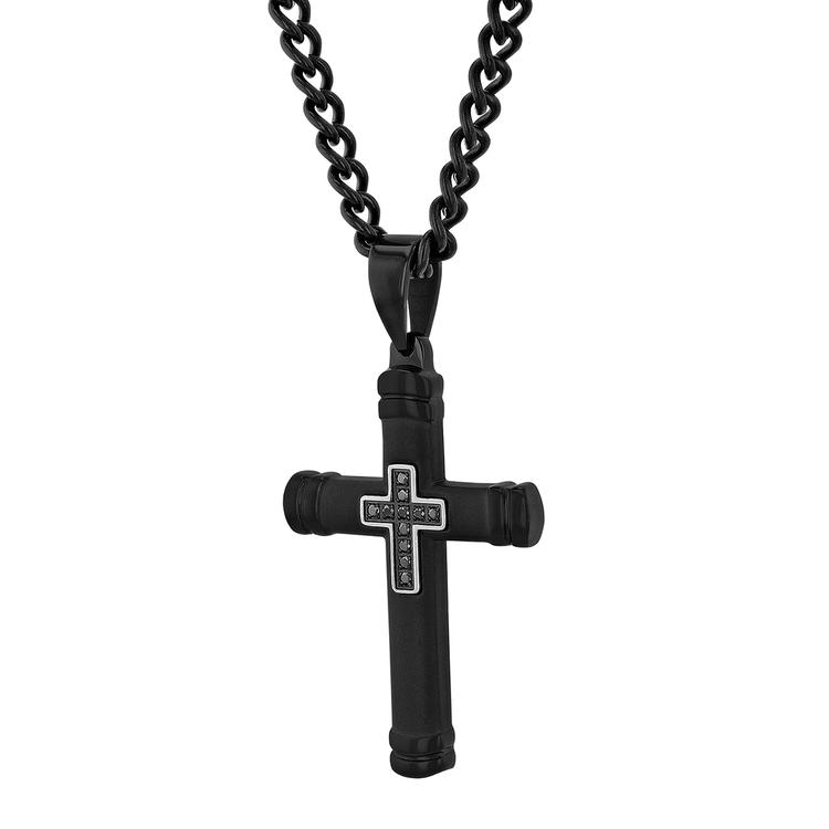 Mens Gentlemen's Classics™ 1/20ctw. Black Diamond Cross Pendant
