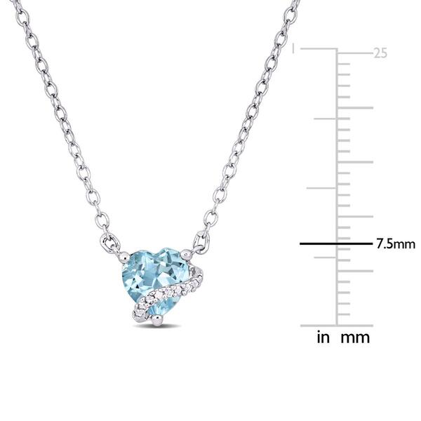 Sterling Silver Blue Topaz-Sky & Diamond Accent Heart Pendant