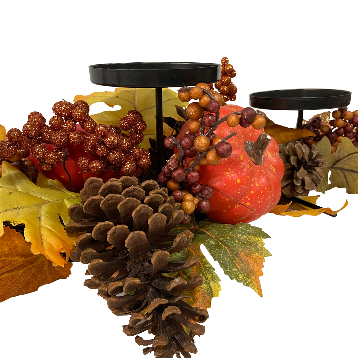Northlight 21in. Fall Harvest Leaves & Pumpkins Candle Holder
