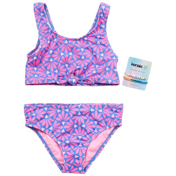 Girls &#40;7-16&#41; Kensie Girl 2pc. Tie Front Geometric Floral Swim Set