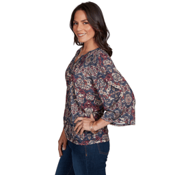 Womens Ruby Rd. English Countryside Patchwork Medallion Blouse
