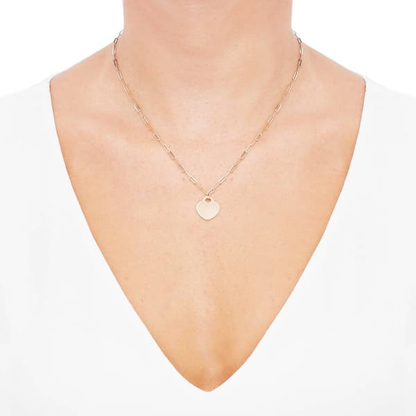 Gold Classics™ Polished Heart on Paperclip Chain Pendant Necklace
