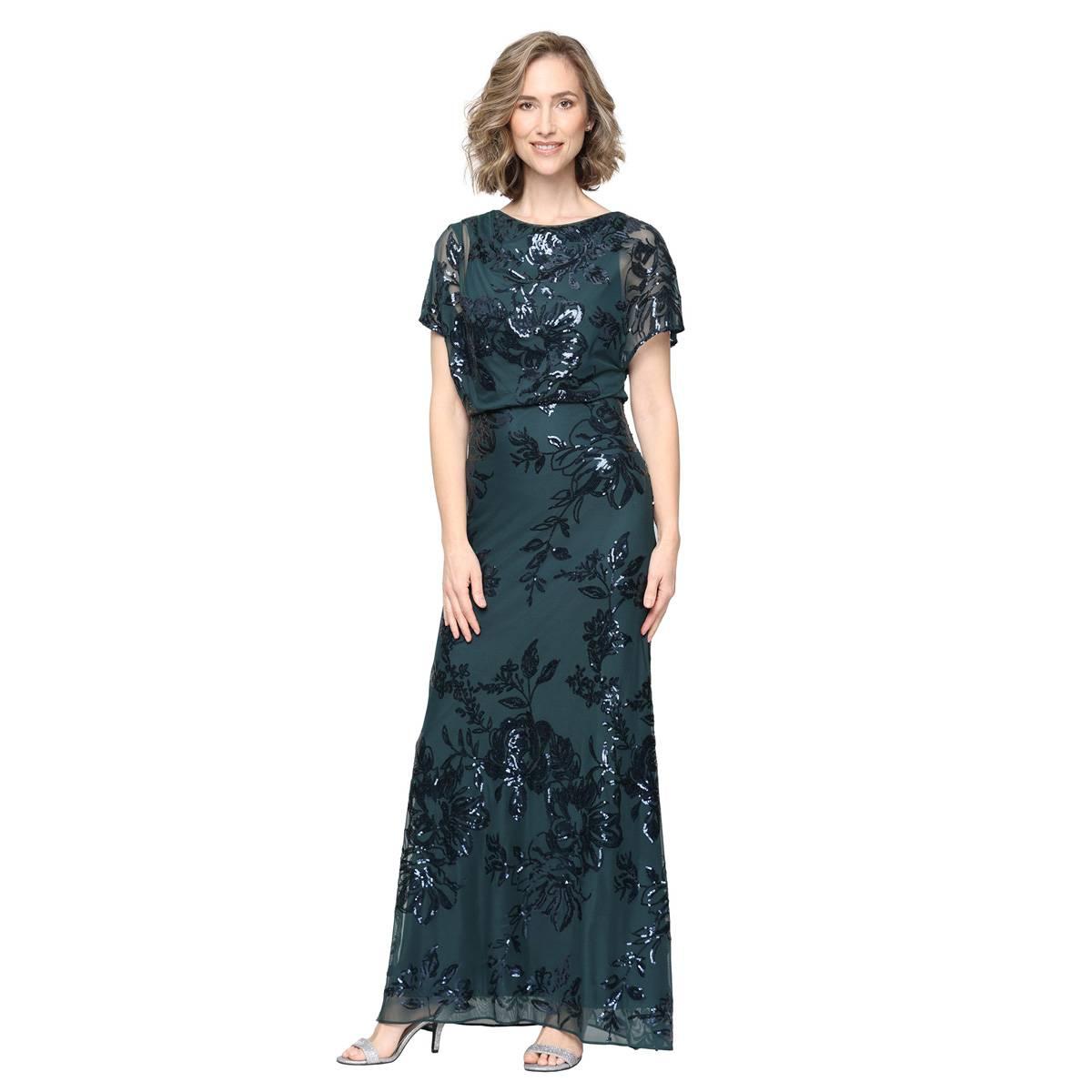 Womens SLNY Beaded Blouson Gown