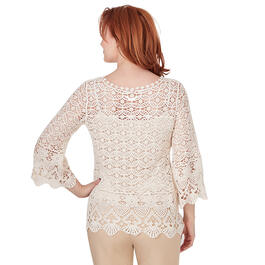 Petite Skye''s The Limit Soft Side Solid 3/4 Sleeve Lace Blouse
