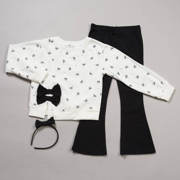 Girls (4-6x) BTween(R) Bow & Dot Sweatshirt & Flare Leggings Set - image 