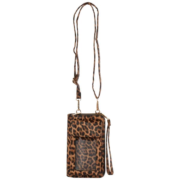 Womens DS Fashion North/South Crossbody Wallet - Leopard - image 