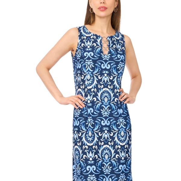 Womens MSK Sleeveless 3 O-Ring Damask Maxi Dress