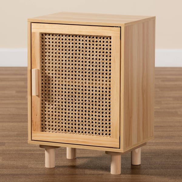 Baxton Studio Maclean Natural Brown Wood 1-Door Nightstand