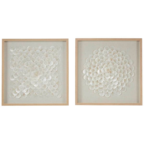 9th & Pike&#40;R&#41; Set of 2 Shell Shadow Boxes Coastal Wall Art