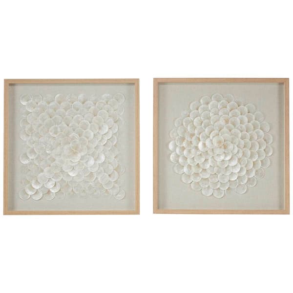 9th & Pike&#40;R&#41; Set of 2 Shell Shadow Boxes Coastal Wall Art - image 