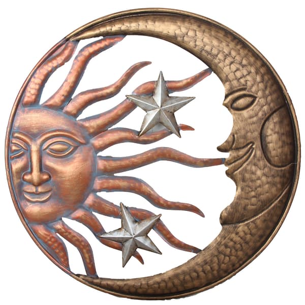 Metal Sun Face and Moon Wall Decor - image 