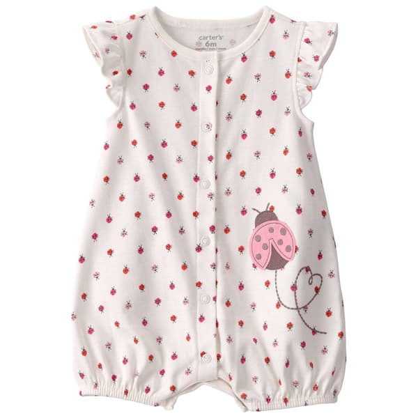 Baby Girl (3-24M) Carter''s(R) Ladybug Flutter Cuff Romper