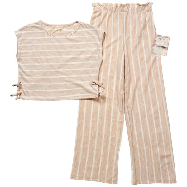 Girls (7-12) BTween(R) Sleeveless Stripe Bow Top w/ Wide Leg Pants - image 