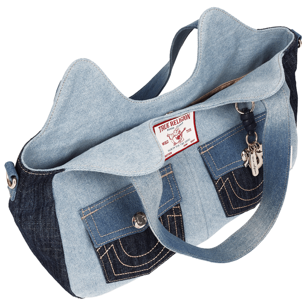True Religion Color Block Denim Soft Satchel