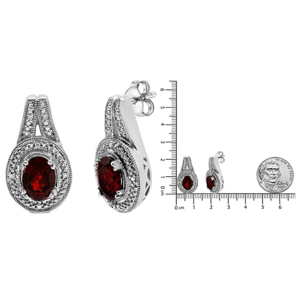 Haus of Brilliance Red Garnet & Diamond Accent Stud Earrings