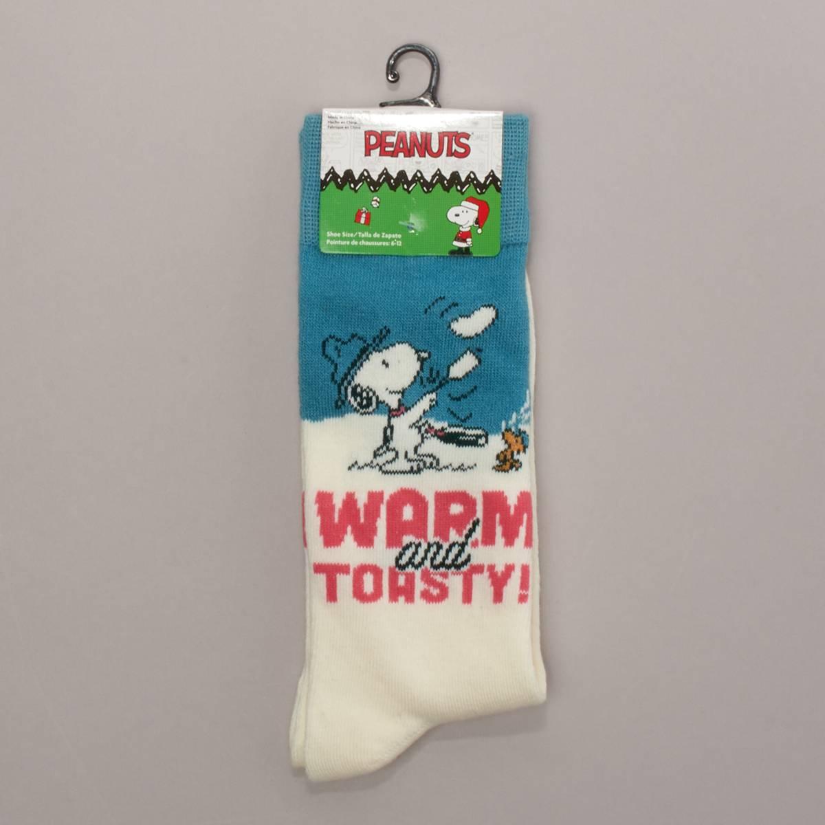 Mens Peanuts(tm) Warm and Toasty Christmas Crew Socks