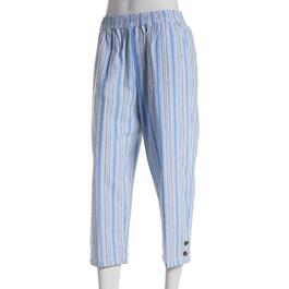 Petite  Emily Daniels Stripe Sheeting Capri Pants w/Pockets