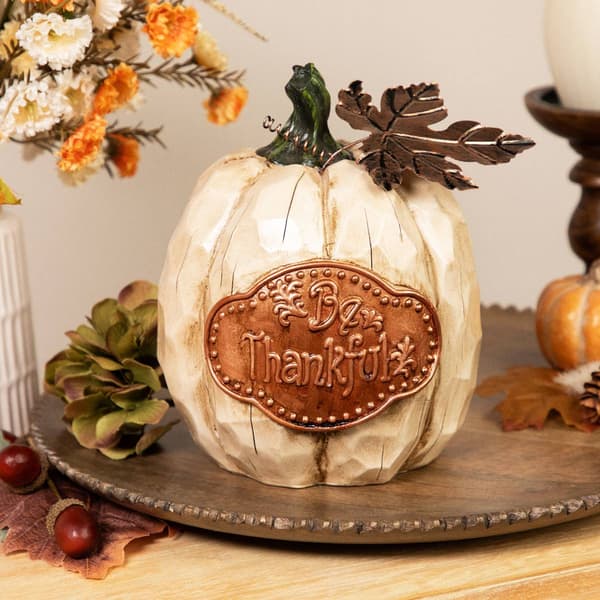 Northlight Seasonal Autumn Harvest "Be Joyful" Pumpkin Figurines