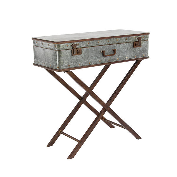 9th &amp; Pike(R) Grey Iron Farmhouse Accent Table - image 