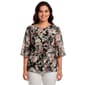 Plus Size Kasper 3/4 Sleeve Keyhole Neck Floral Tie Waist Blouse - image 1