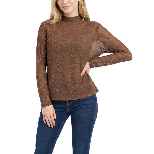 Womens NY Collection Long Sleeve Mesh With Rhinestone Turtlneck - image 
